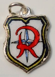 (image for) Germany - R Logo with Star - Vintage Enamel Travel Shield Charm